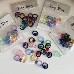 Children's Sweet Hair Accessory Set Multiple Color Beads Small Decorative Hair Ties Alligator Clips Fashion Hairpins Scrunchies