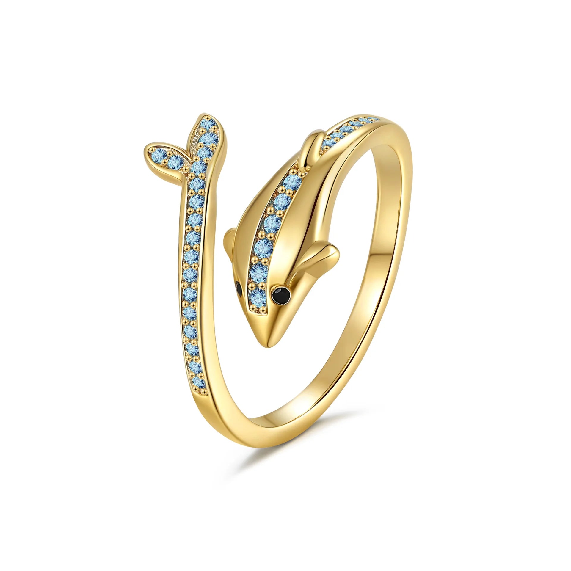 Fashionable Elegant Open Rings Cute Blue Dolphin Zircon Adjustive Rings Women's Jewelry Making Suppliers Gift Idea Accessories