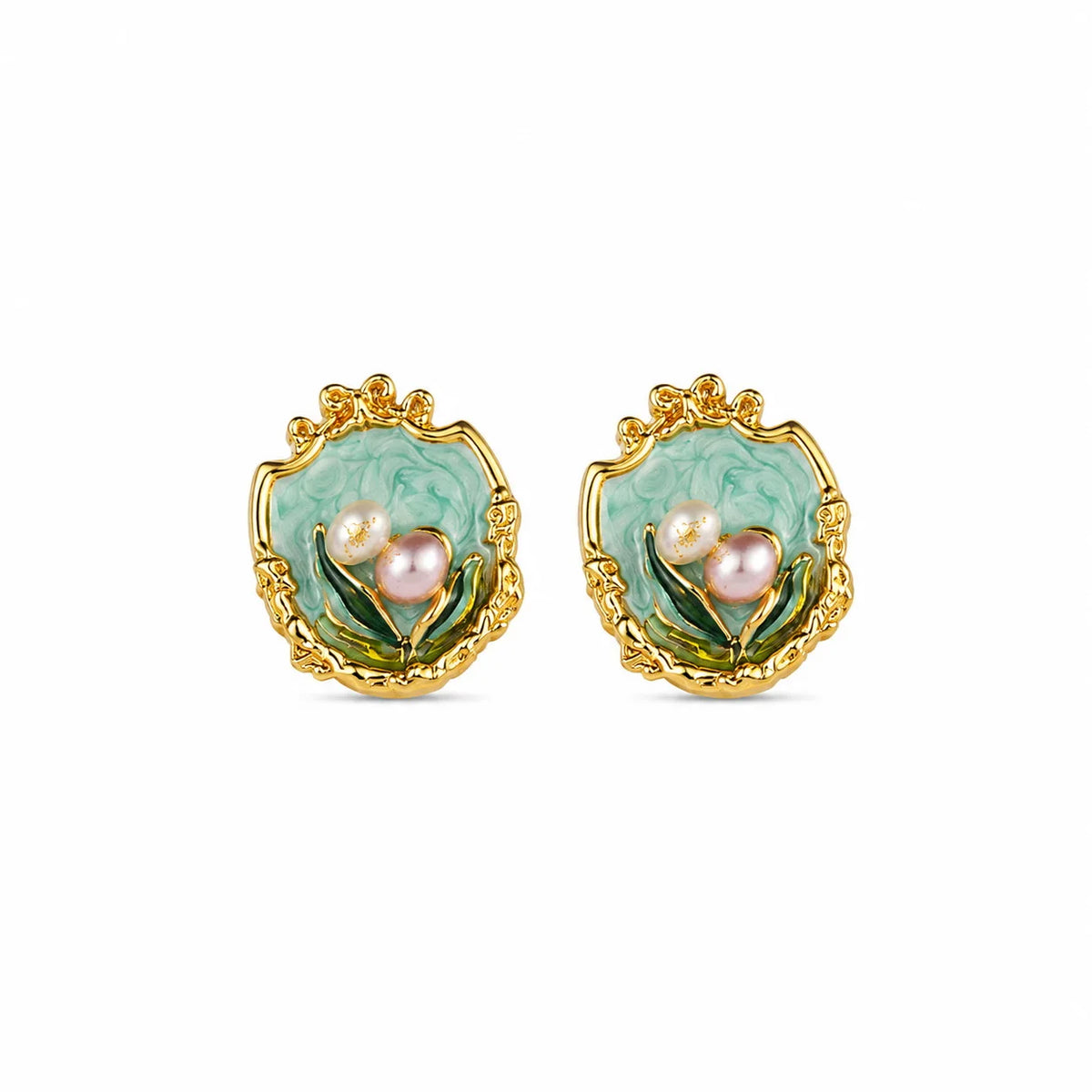Female S925 Silver 18k Gold-plated Baroque Pearl Drip Glaze Hand-Painted Earring Vintage Elegant Low MOQ in Stock Jewelry