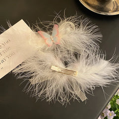 Luxurious Baby Girls Hair Clips Sweet Bowknot Feather Style Cute Princess Alligators Alloy Fabric Hair Accessories for Party
