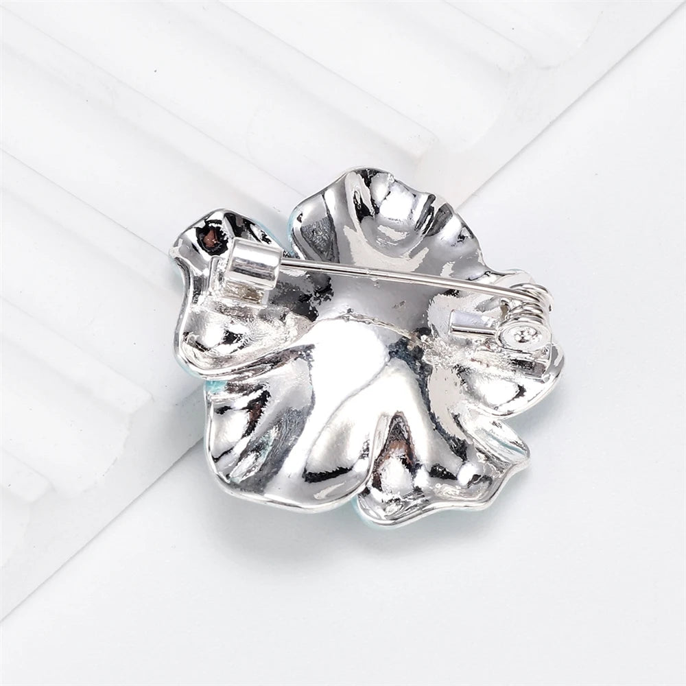 Fashion Solid Color Flower Glitter Lustrous Brooches for Girls Sweet Elegant Jewelry for Women Ladies Accessories Wholesale