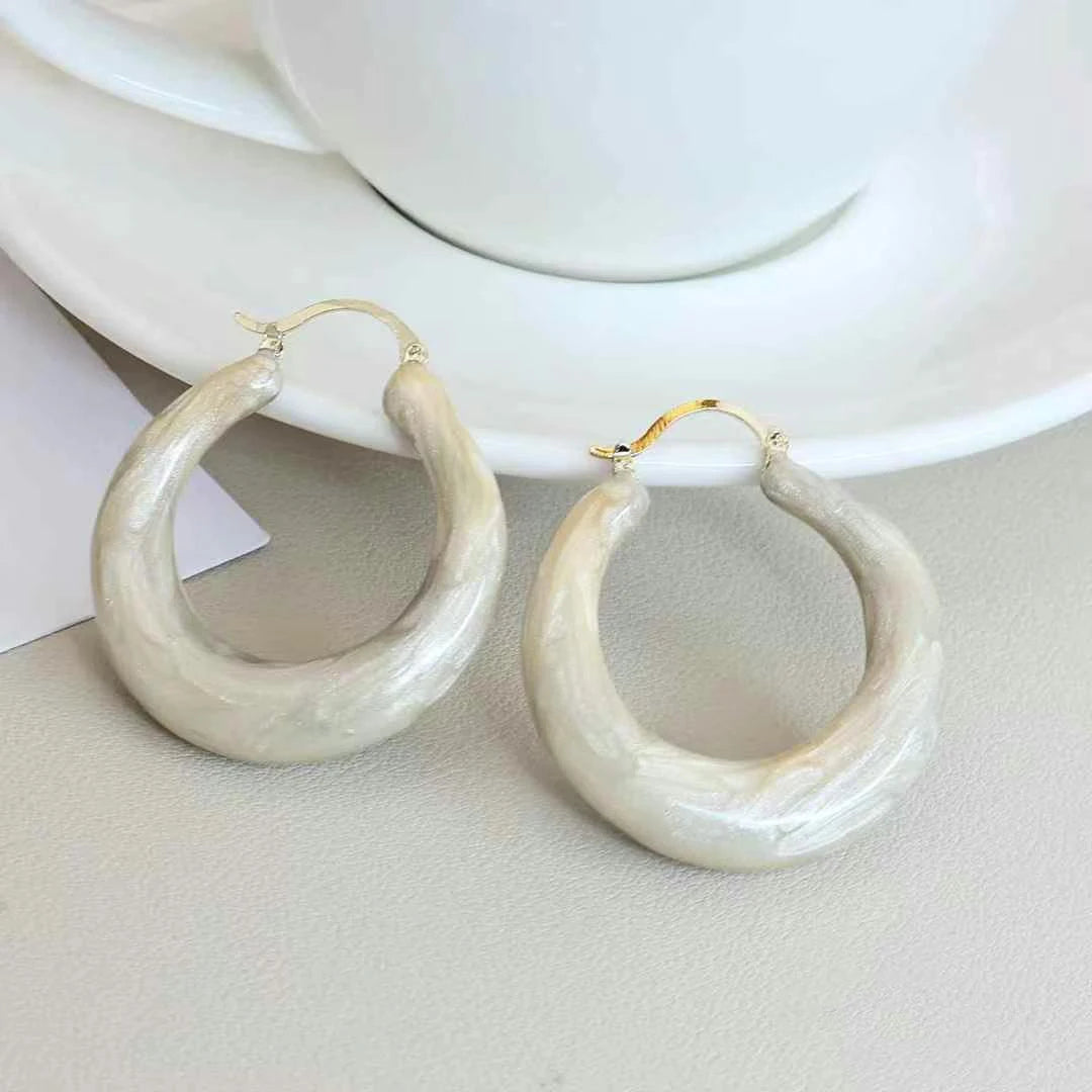 Ladies Hot Sale Solid Color Medium Hoop Earring Elegant Graceful Fashion Luxurious Dainty High Quality Bulk Jewelry Accessories