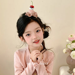 Cute Sweet Birthday Cake Inspired Fabric Hair Clips for Baby Girls Plaid Alligators Kids Hair Accessories Stock