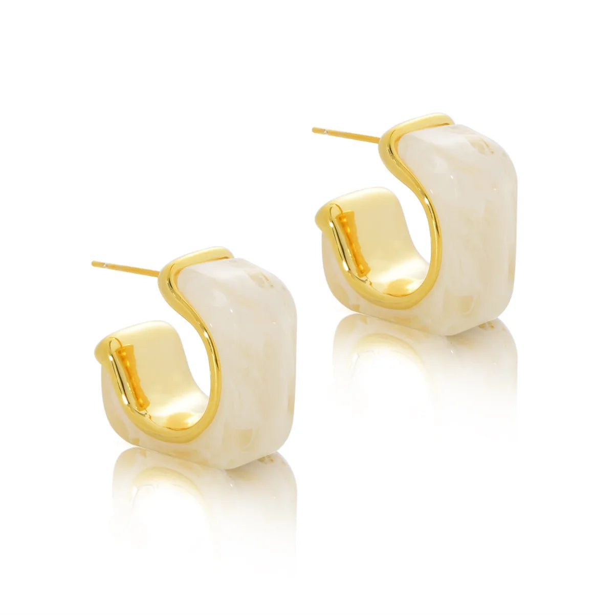 Retro Elegant  Geometric  Earrings Amber Resin Unique C-shaped Design Earrings Fashionable Luxury High-end Ear Accessories Women