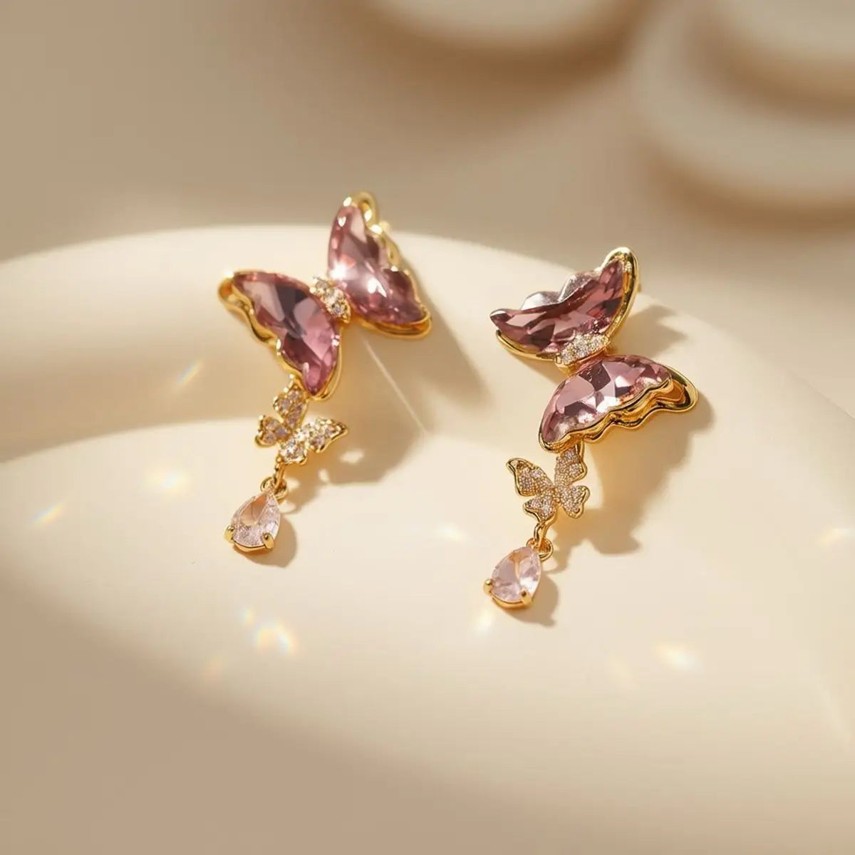 Fashion Elegant Rhinestone Butterfly Bowknot Drop Earrings for Girls Sweet Imitation Pearl Jewelry for Women Ladies Accessories