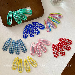 Cute Sweet Kawaii 5cm Hair Clips Baby Girls Simple Plaid Dot Fashion Minimalistic Snap Clips Kids Children Party Hair