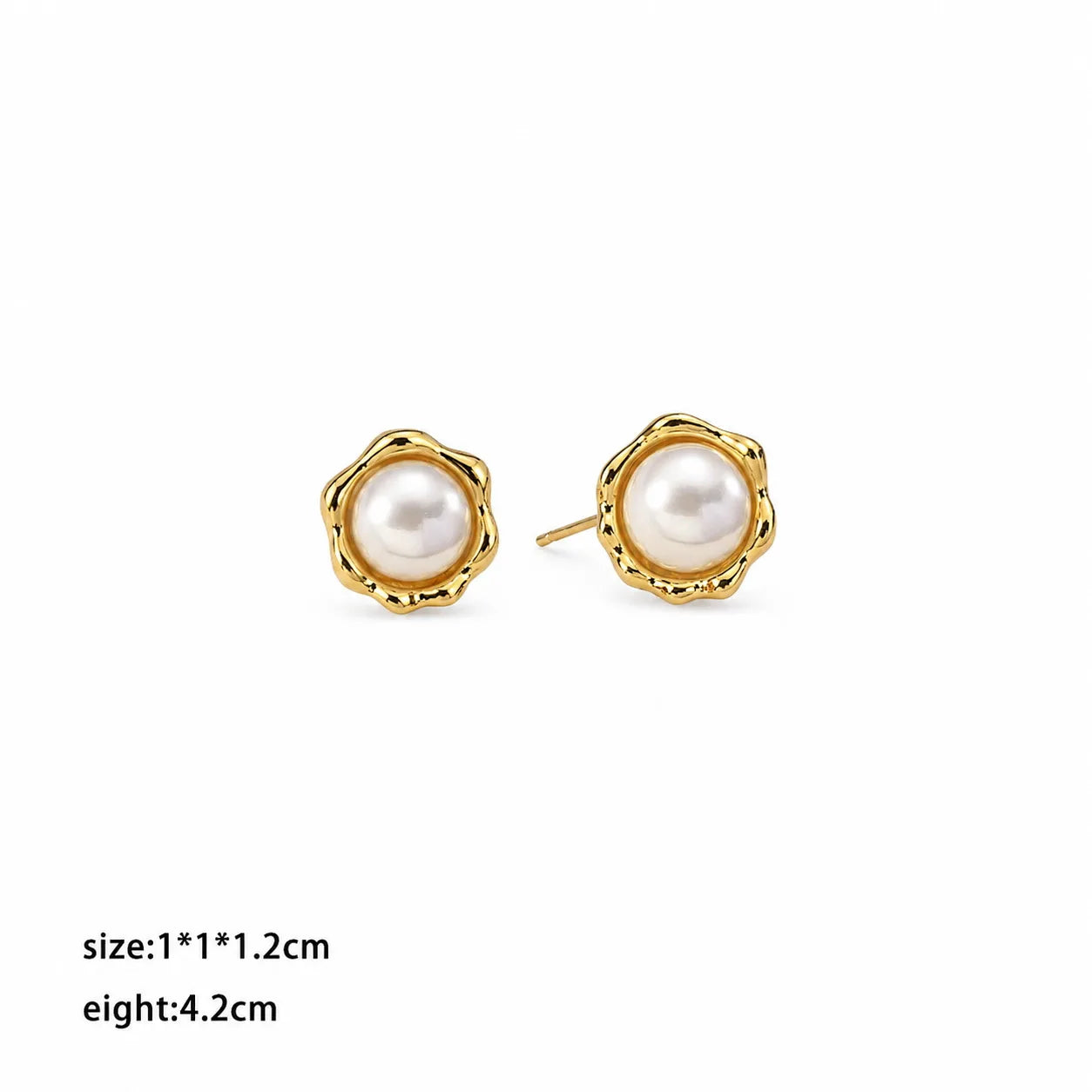 Fashion Simple Minimalistic Pearl Stud Earrings for Girls 18K Gold Plated Jewelry for Women Ladies Wholesale China Factory