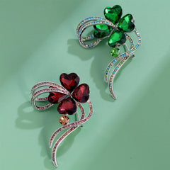 Fashion Glitter Lucky Elegant Plants Rhinestone Brooches for Girls Elegant Simple Pins Jewelry for Women Ladies Accessories