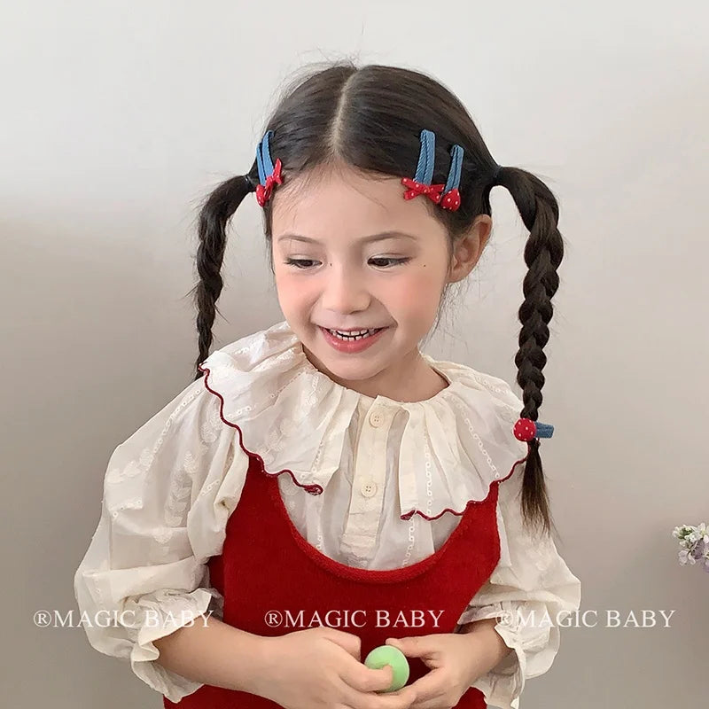 Fashion Denim Bowknot Polka Dot Hair Clips for Baby Girls Classic Stylish Snap Clips for Kids Children Hair Accessories in Stock