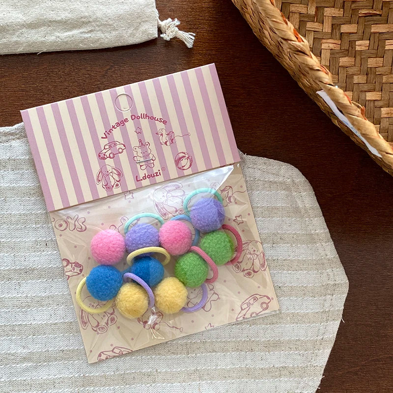 Cute Sweet Fashion Scrunchies for Baby Girls Star Ball Kawaii Trendy Winter Hair Ties for Kids Children Hair Accessories Chic