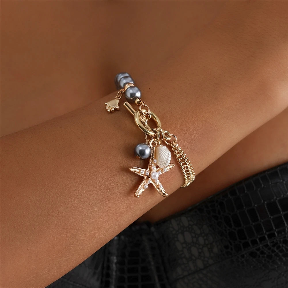 Fashion Sea Star Boho Beads Necklaces for Girls Sweet Cute Elegant Bracelets Jewellry for Women Ladies Accessories Wholesale