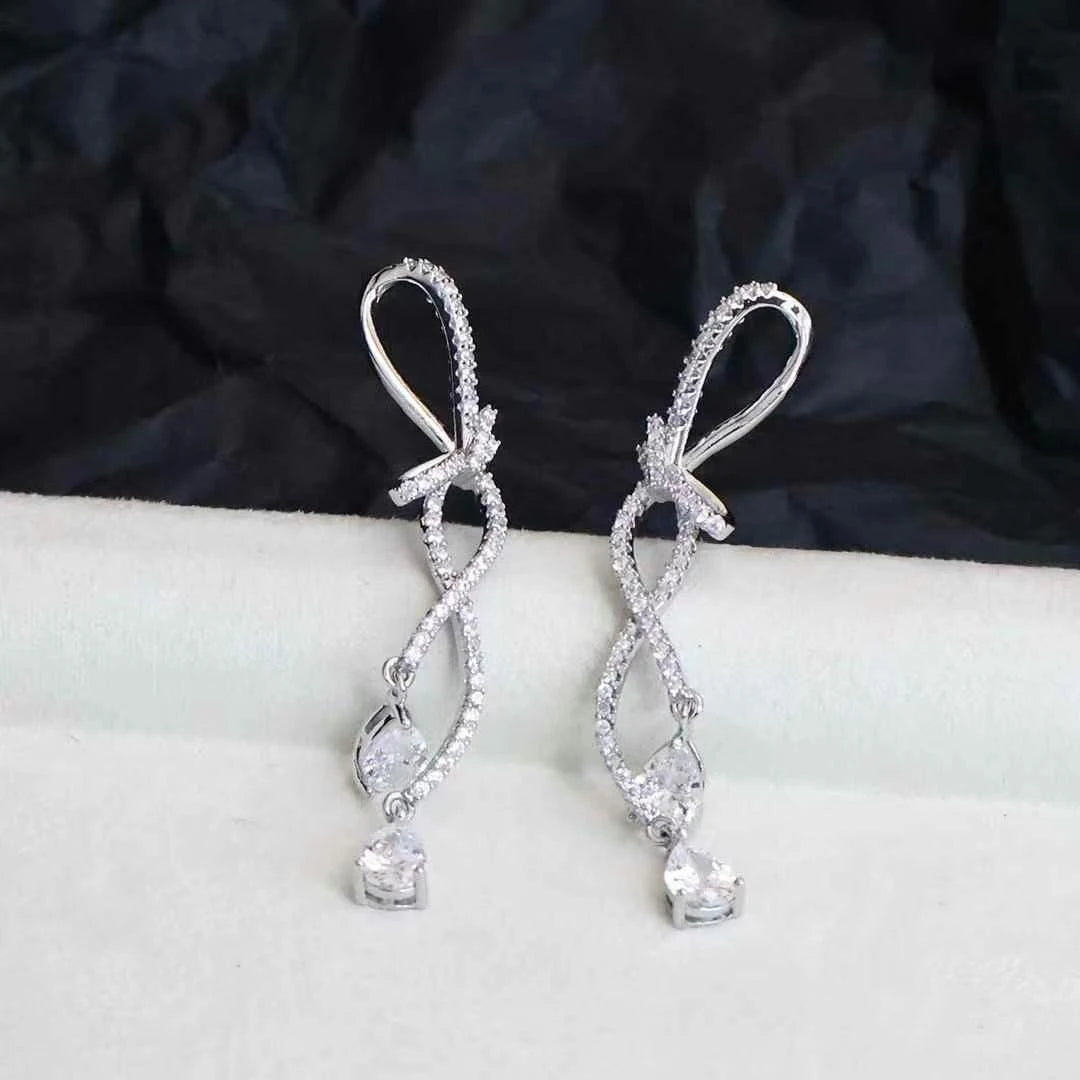 Fashion Tassel Luxury Dainty Glamorous Drop Earrings for Girls Bowknot Art Deco Jewelry for Women Ladies Accessories Wholesale