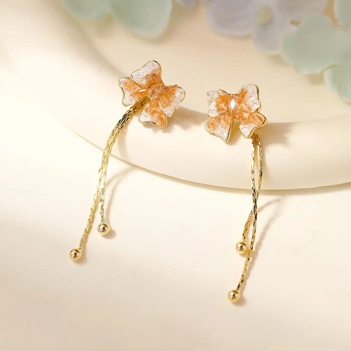 Trendy Dainty Tassel Bowknot Drop Earrings for Girls Elegant Glamorous Jewelry for Women Ladies Accessories Wholesale Charms