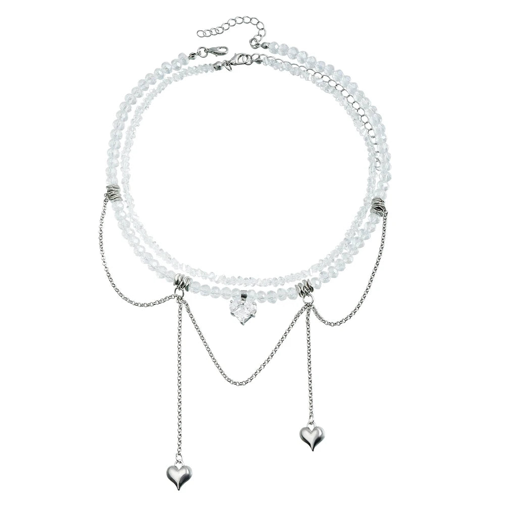 Fashion Sweet Cute Heart Shaped Necklaces for Girls Dainty Fine Princess Style Jewellry for Women Ladies Accessories Wholesale