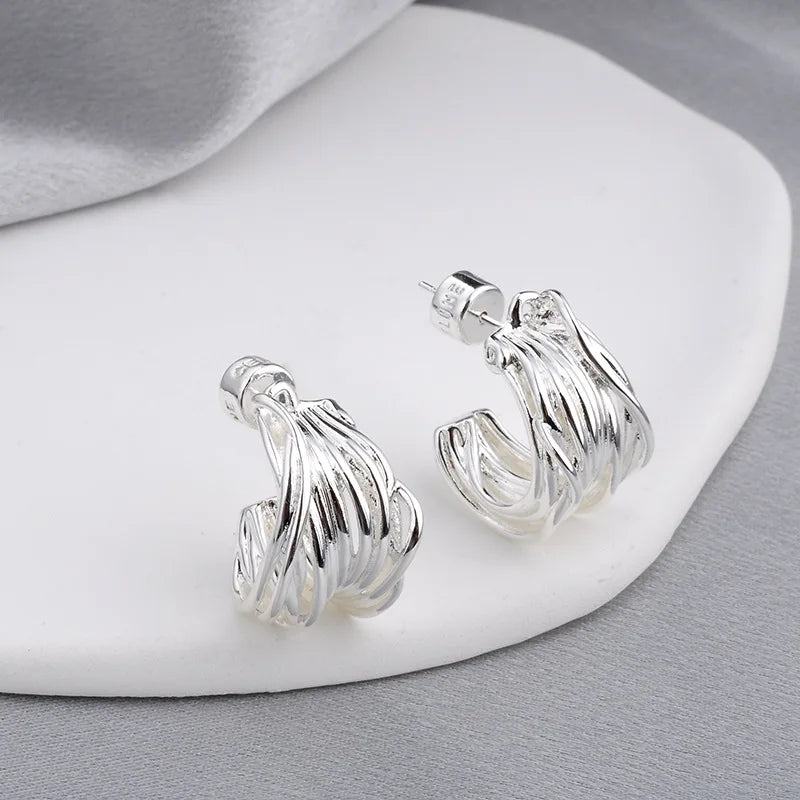 European and American Trendy Earrings Copper Simple C-shaped Irregular Earring Women's High-end Fashion Earrings Niche Design