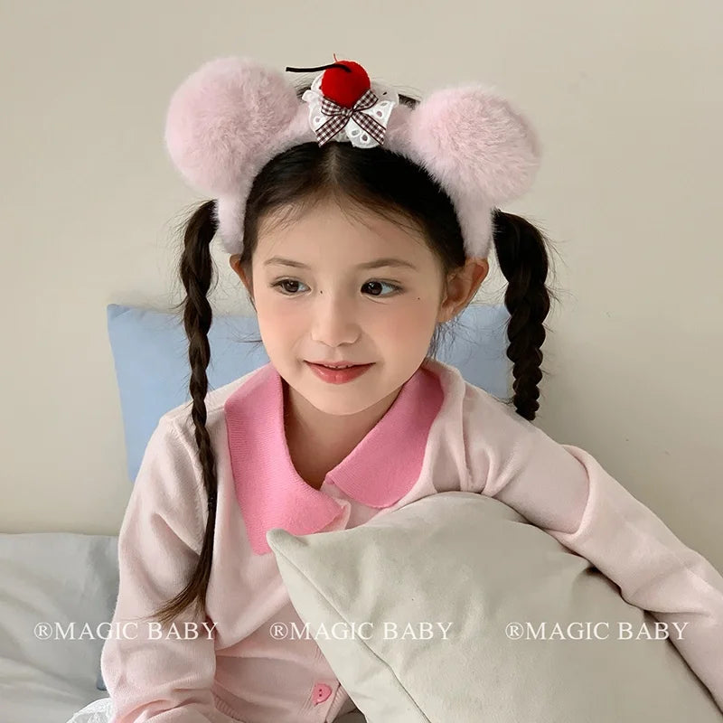 Cute Sweet Fluffy Animals Bear Ear Head Band for Baby Girls Fashion Kawaii Fruit Hairband for Kids Children Hair Accessories
