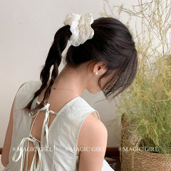 Hot Sale Pink White Medium Scrunchies Trendy Graceful High Elastic Wholesale in Stock Hair Ties Accessories for Women Kid Daily