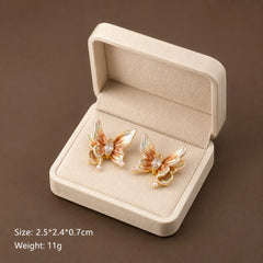 Fashion Copper 18K Gold Plated Butterfly Stud Earrings for Girls Crystal Rhinestone Jewelry for Women Ladies Trendy Wholesale