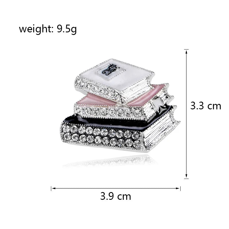 Fashion Book Glitter Sparkle Trendy Brooches for Girls Sweet Elegant Dainty Jewelry for Women Ladies Accessory Chinese Supplier