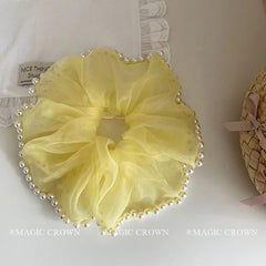 2025 Summer Fresh Pretty Yellow Scrunchies for Girls Fashionable Elegant Hair Ties  Princess Style Hair Accessories Women Cute