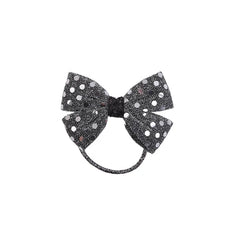 Girls Dots Grey Bowknot Elastic Small Hair Ties Fashion Elegant Cool Wholesale in Stock Scrunchies for Children Kids Daily Use