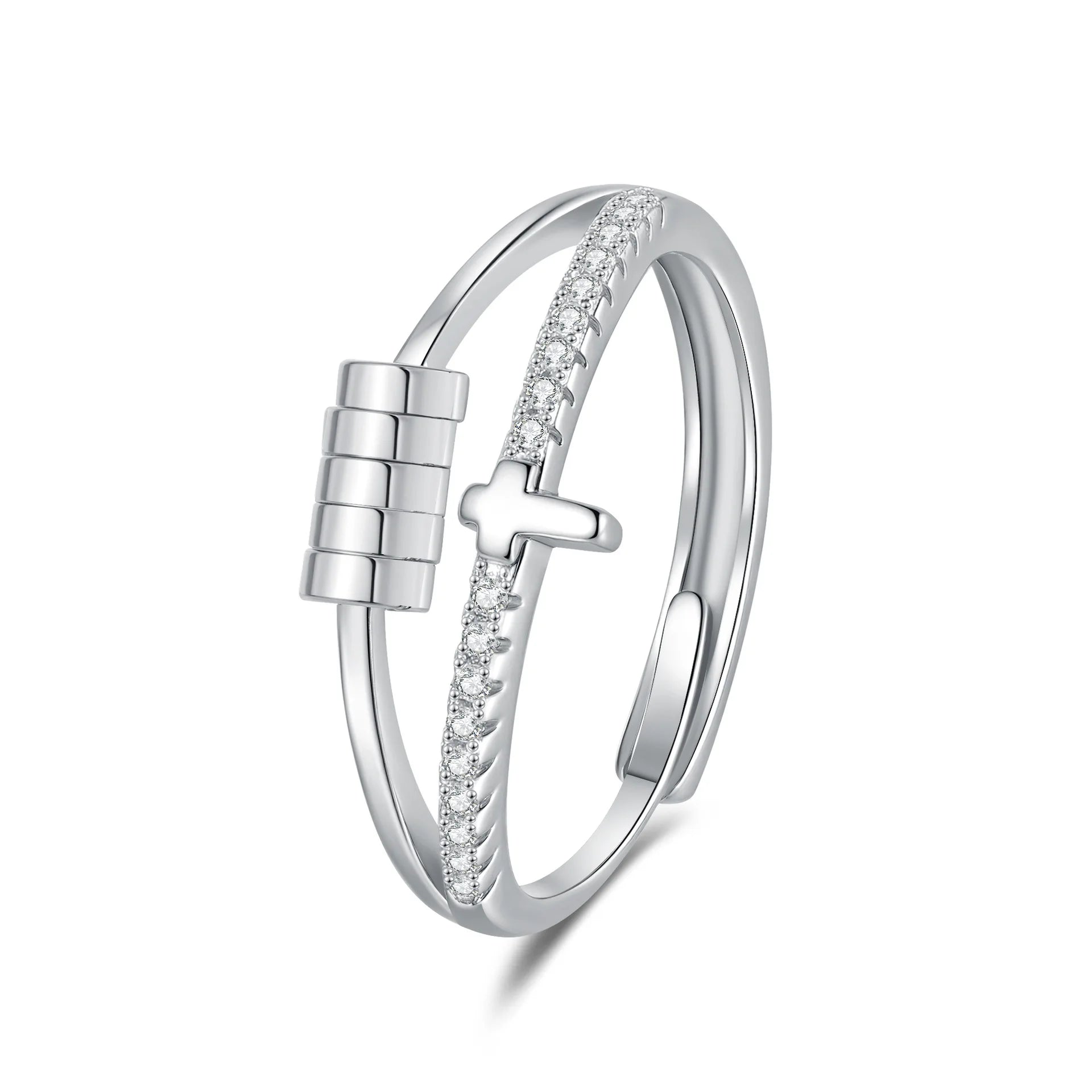 Magic Crown Rotating Bead Rings Stress Relief and Anxiety Fashion Trendy Heart Open Setting Rings Unisex Accessories Wholesale