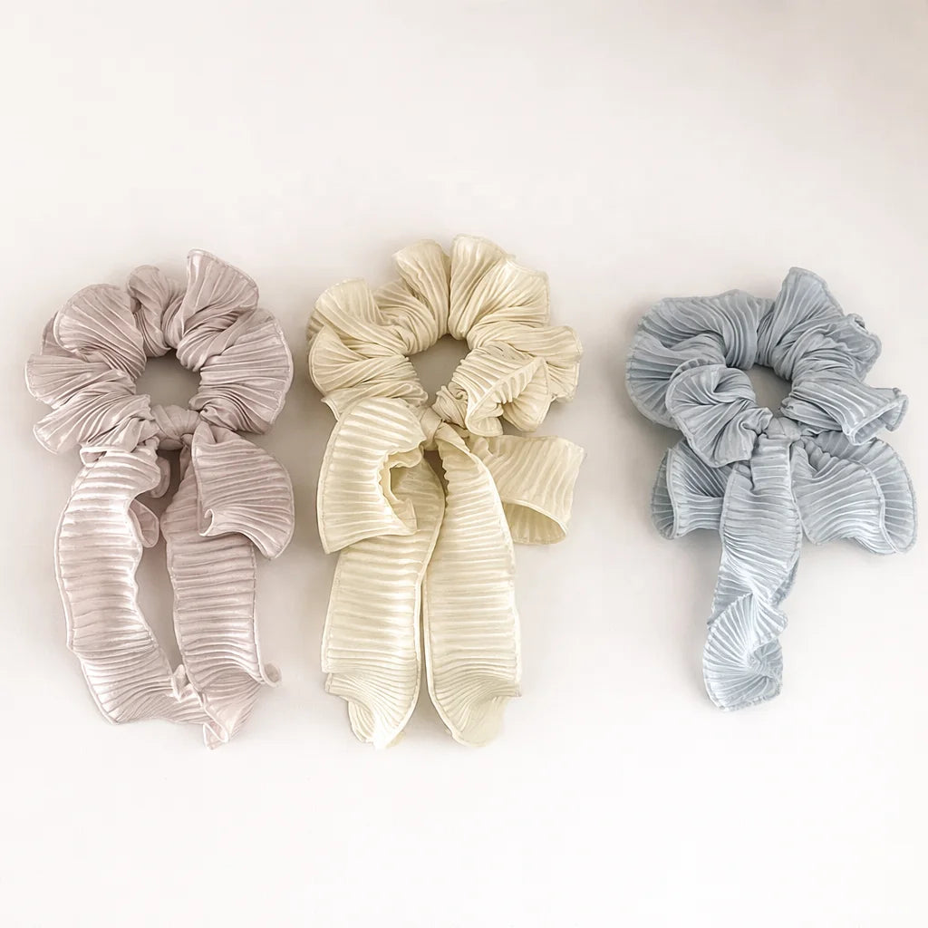 Fashion Ribbon Bowknot Elegant Solid Color Scrunchies for Girls Trendy Sweet Hair Ties for Women Ladies Hair Accessories Chic