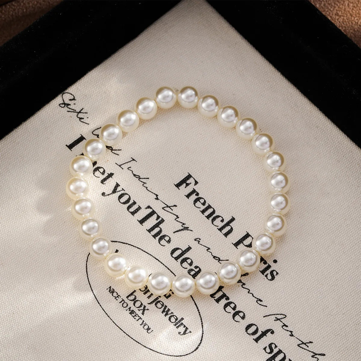 Women 10 MM 8MM 6MM Pink White Glass Pearl Bracelet Elegant Simple Mixed Order Accepted in Stock Jewelry for Female Daily Life