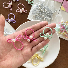 Girls Imitation Pearl Solid Colored Thick Thin Hair Scrunchies Fashion Simple Sweet in Stock Hair Ties Accessory for Kids Daily