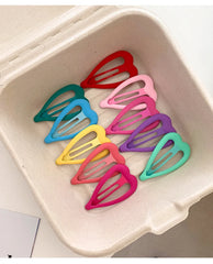 Sweet Cute Solid Color Heart Shaped Hair Clips for Baby Girls Simple Minimalistic Snap Clips for Kids Children Hair Accessories