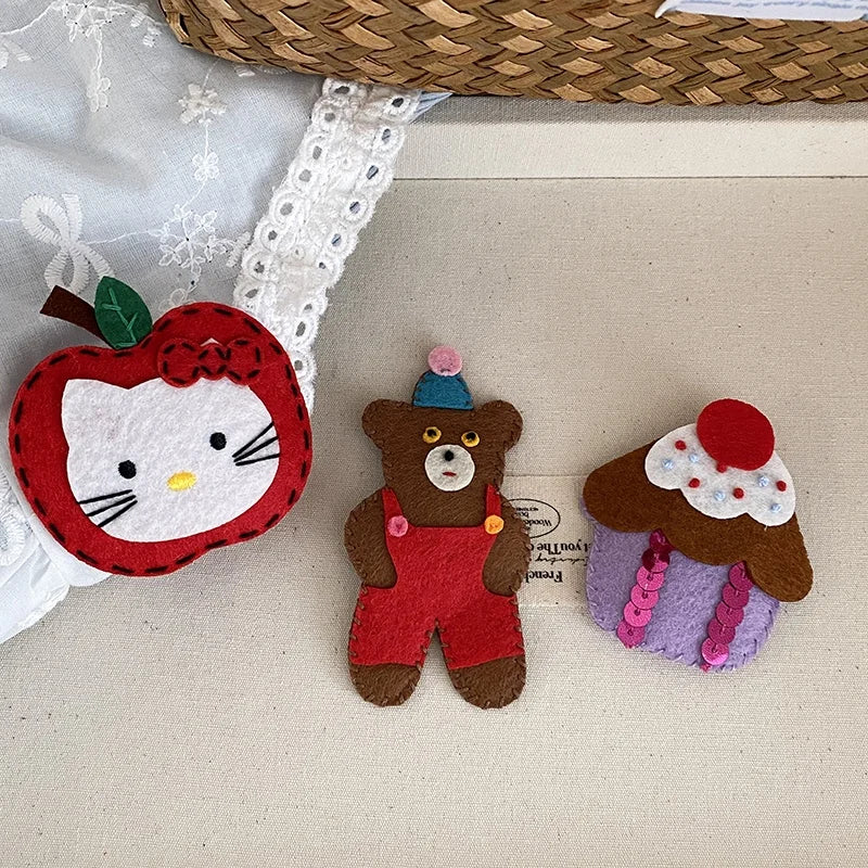 Sweet Cute Kitty Cat Apple Fruit Bear Hair Clips for Baby Girls Ice Cream Snap Clips for Kids Children Hair Accessories Animals