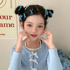 Mini Bowknot Cute Sweet Scrunchies Solid Color Kawaii Hair Ties for Baby Girls Kids Children Teens Hair Accessories Stock