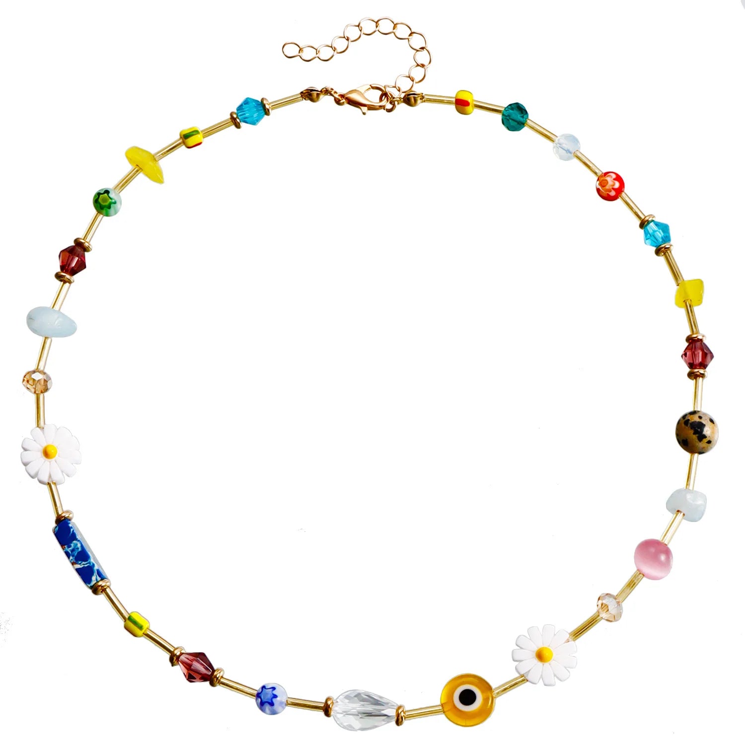 Fashion Beads Flower Sweet Cute Necklaces for Girls Stylish Boho Y2K Jewellry for Women Ladies Accessories Chinese Supplier