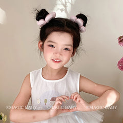 Pink Solid Color Flower Glitter Scrunchies for Baby Girls Sweet Cute Hair Ties for Kids Children Hair Accessories in Stock