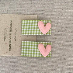 Kids Grid Heart Decorative Rectangle Snap Clips Fashion Sweet New Design in Stock Hairpins Accessory for Children Daily Causal