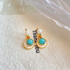 Fashion White Mother of Pearl Lapis Lazuli Drop Earrings for Girls Vintage Jewelry for Women Ladies Wholesale Natural Stone