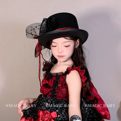2025 Halloween Vintage Fashion Lace Bowknot Head Band for Baby Girls Hat Witch Queen Hair Band for Kids Child Hair Accessories