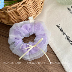Girly Aesthetic Simple Solid Color Bowknot Large Scrunchies Fashion Sweet Elegant Ponytail Holder Hair Ties Accessories for Kids