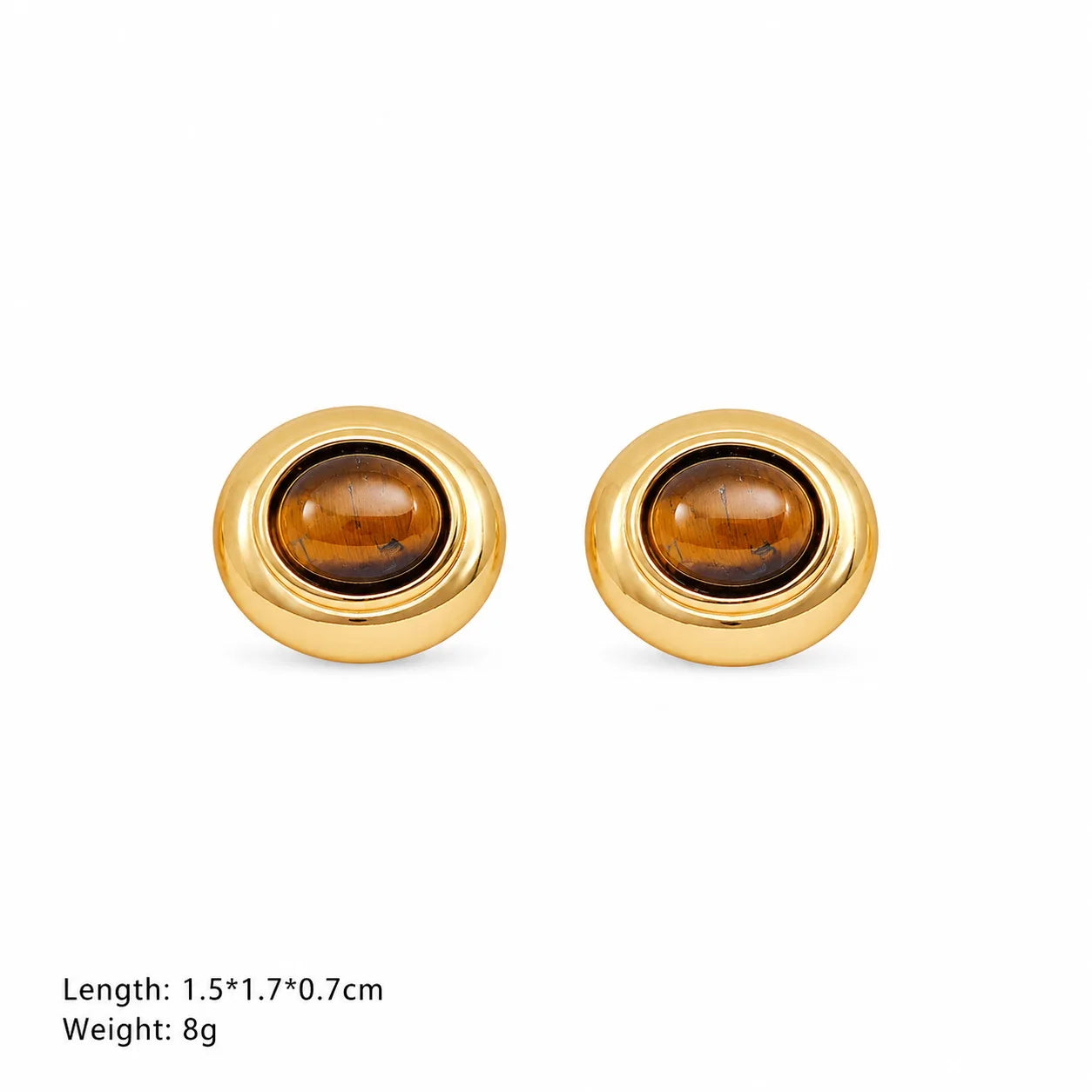 Women Tiger Eye Stone Red Agate Shell Natural Stone 18k Gold-plated Necklace S925 Silver Stud Earring Retro Fashion Jewelry Sets