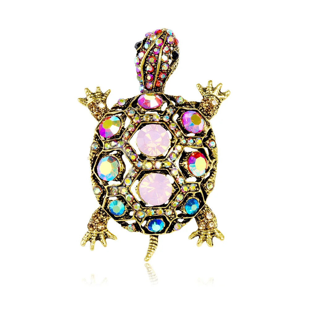 Fashion Tortoise Glitter Sparkle Trendy Brooches for Girls Sweet Glamorous Charms Pins Jewelry for Women Ladies Accessories