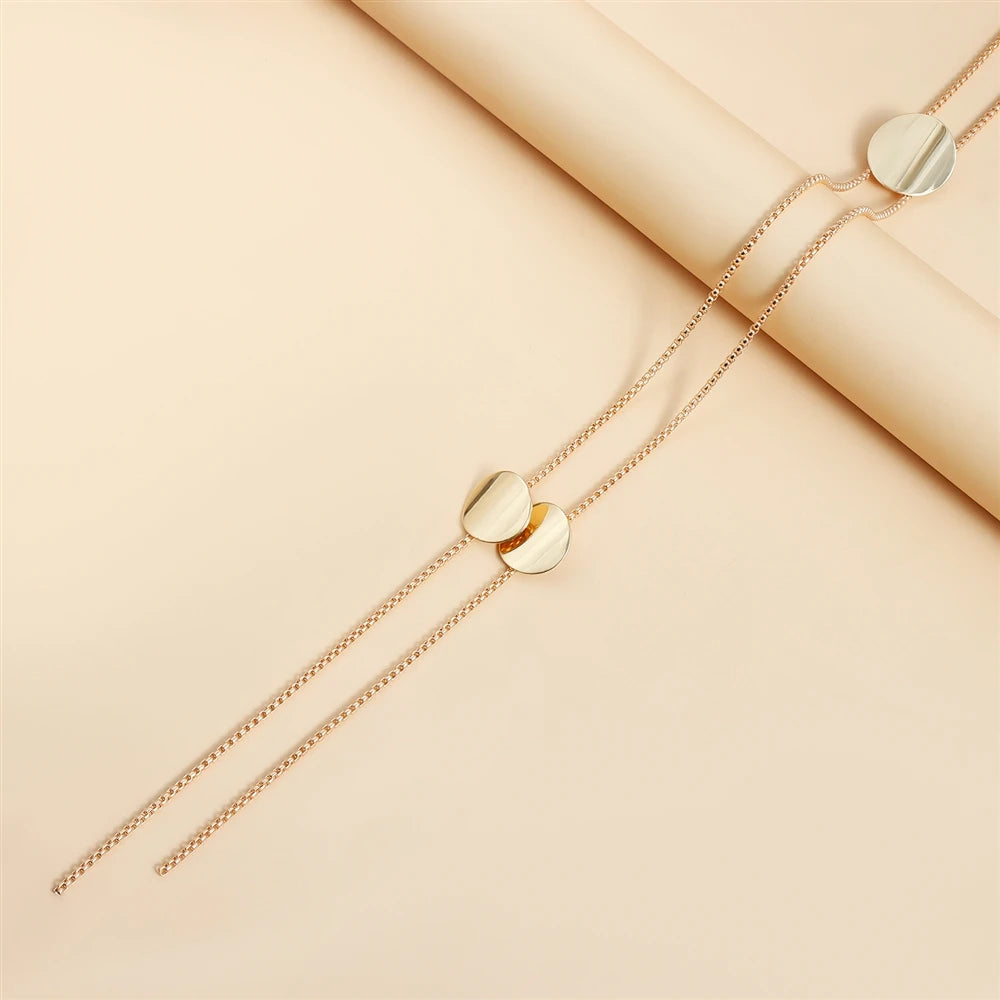 Fashion Simple Minimalistic Long Sweater Chain Necklace for Girls Elegant Trendy Jewelry for Women Ladies Accessories Wholesale
