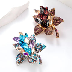 Fashion Bold Glitter Sparking Flower Brooches for Girls Sweet Floral Pins Jewelry for Women Ladies Accessories Chinese Supplier