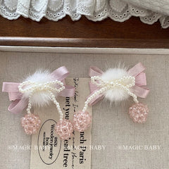 Fashion Cute Sweet Ribbon Bowknot Fluffy Hair Clips for Baby Girls Kawaii Princess Alligators for Kids Children Hair Accessories