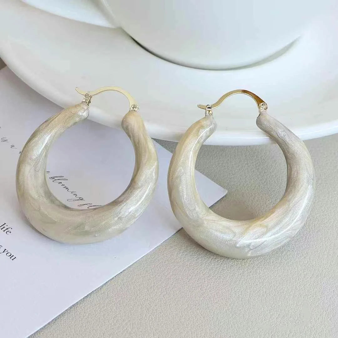 Ladies Hot Sale Solid Color Medium Hoop Earring Elegant Graceful Fashion Luxurious Dainty High Quality Bulk Jewelry Accessories