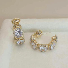 Women Hot Sale High Quality Rhinestone Circle Hoop Earring Fashion Sparking Glitter Chic Wholesale Jewelry Accessories for Daily