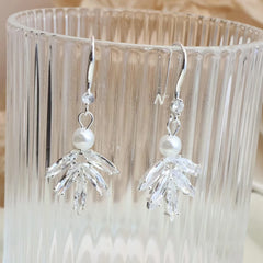 Women Imitation Pearl Star Rhinestone Decorative Drop Earring Sequined Glitter Elegant Chic Bulk Jewelry Accessories for Causal