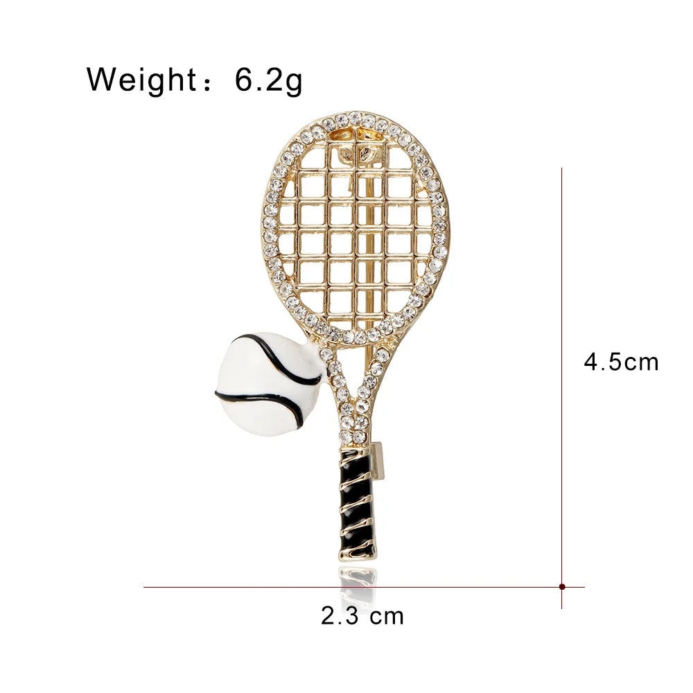 Fashion Trendy Sports Tennis Brooches for Girls Sweet Glamorous Charms Stylish Pins Jewelry for Women Ladies Man Accessories