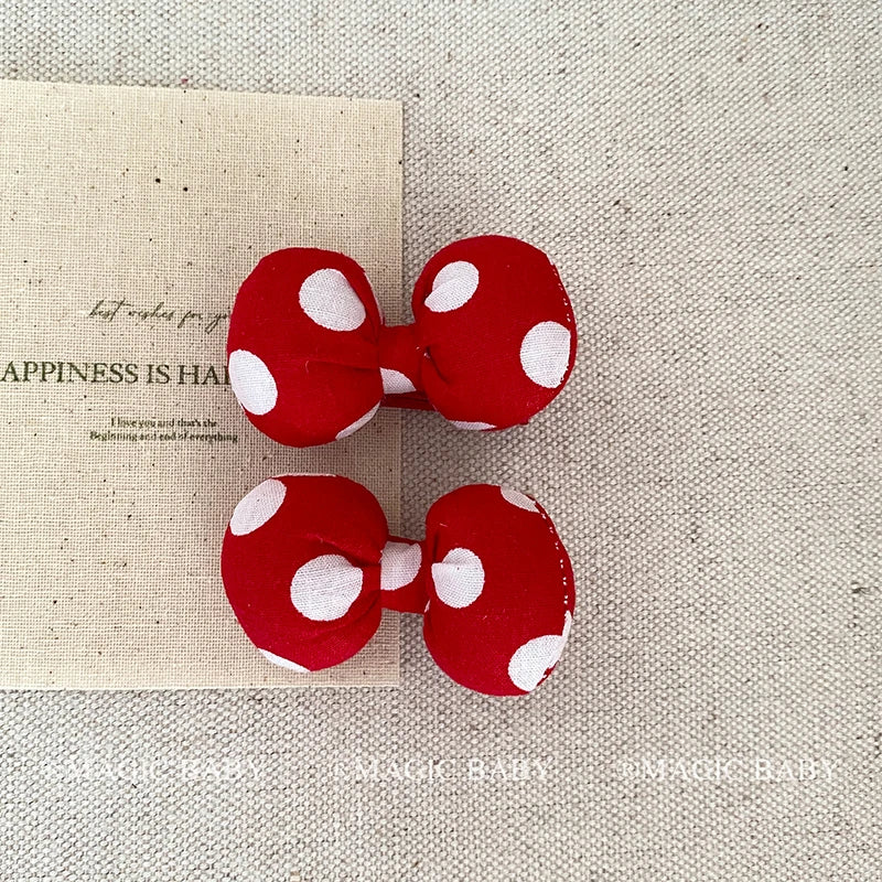 Sweet Simple Polka Dot Bowknot Scrunchies for Baby Girls Kawaii Sweet Trendy Hair Clips for Kids Children Hair Accessories