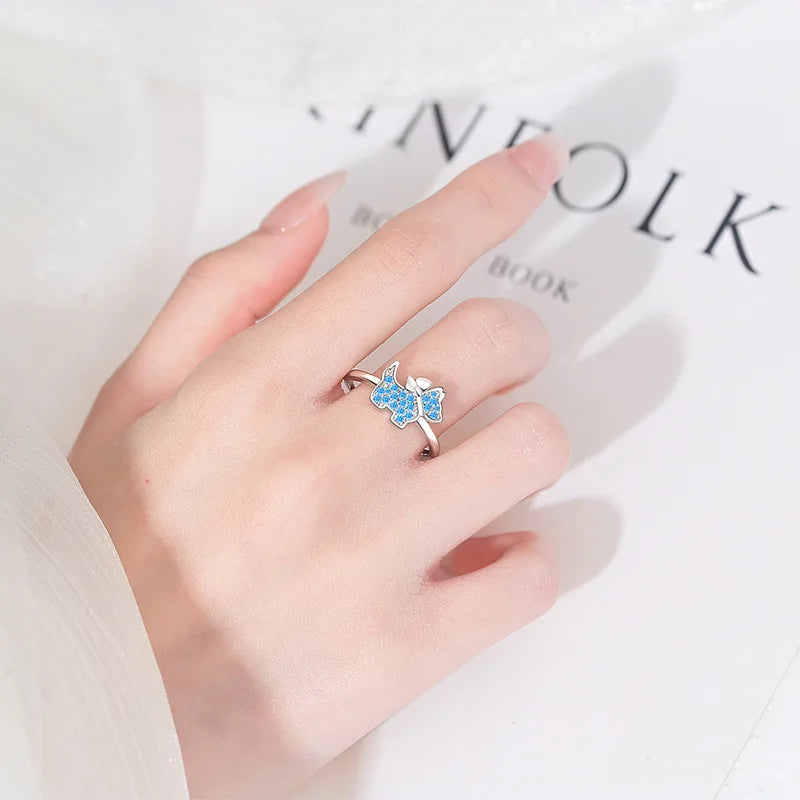 Hot Sale Shining Zircon-inlaid Cute Puppy Rings Women's Simple Fashionable Adjustive Rings Trendy Jewelry Accessories Wholesale