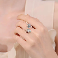 Hot Sale Spider Spinner Rings Black and Silver Zircon Fashionable Statement Anti-anxiety Rings for Unisex Accessories Wholesale